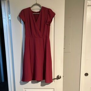 ANN TAYLOR Pink Flutter Sleeve Midi Dress